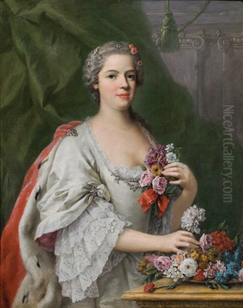 Adelige Dame Mit Blumenbouquet - view 1