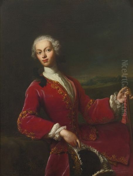 Portrait Of A Young Man, Three-quarter Length, In A Red Coat - view 1