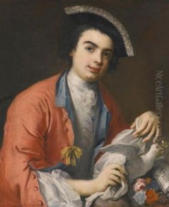 Portrait Of Carlo Broschi, Called Farinelli (1705-1782), Half Length, Wearing A Crimson Coat, A Tricorne Hat And Holding A Dove, With A Sheet Of Music