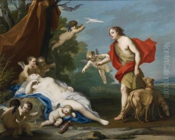 Bacchus And Ariadne; Venus And Adonis (2 Works) by Jacopo Amigoni