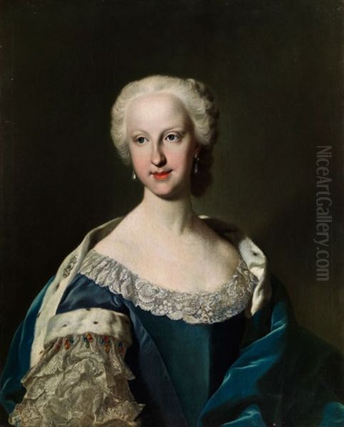 Portrait Einer Hofischen Dame In Blauem Kleid - view 1