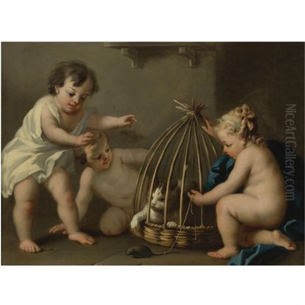 Putti Playing With A Cat - view 1