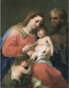 The Holy Family With The Infant Saint John The Baptist by Jacopo Amigoni