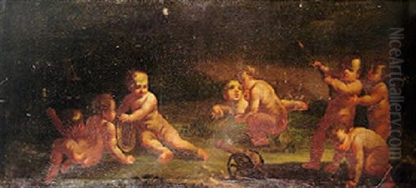 Putti Fighting A Mock Battle - view 1