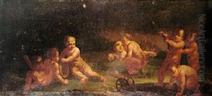 Putti Fighting A Mock Battle by Jacopo Amigoni