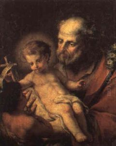 San Giuseppe Con Bambino E San Giovannino by Jacopo Amigoni