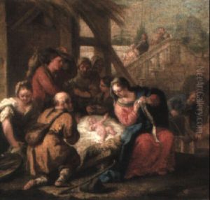 The Adoration Of The Shepherds by Jacopo Amigoni