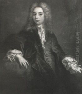 Portrait Of A Young Man, Three-quarter Length, Wearing A Light Blue Coat And Dark Blue Robe, One Hand Resting On A Portrait Of A Young Man, Three-quarter Length, Wearing A Light Blue Coat And Dark Blue Robe, One Hand Resting On A