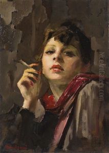 Ritratto Di Donna Che Fuma by Giuseppe Amisani