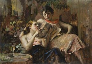 Ragazze In Lettura by Giuseppe Amisani