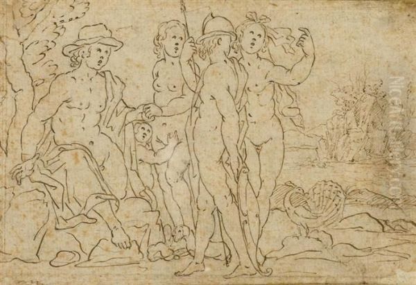 The Judgement Of Paris. Verso: Apollo With His Sun Chariot. - view 1