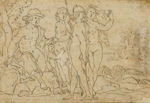 The Judgement Of Paris. Verso: Apollo With His Sun Chariot.