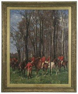Hunting Party At The Edge Of A Clearing by Franz Amling