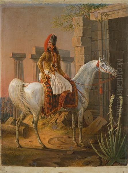 Griechischer Reiter Zwischen Antiken Ruinen - view 1