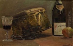 Bodegon Con Botella De Sidra by Antonio Amoros Botella