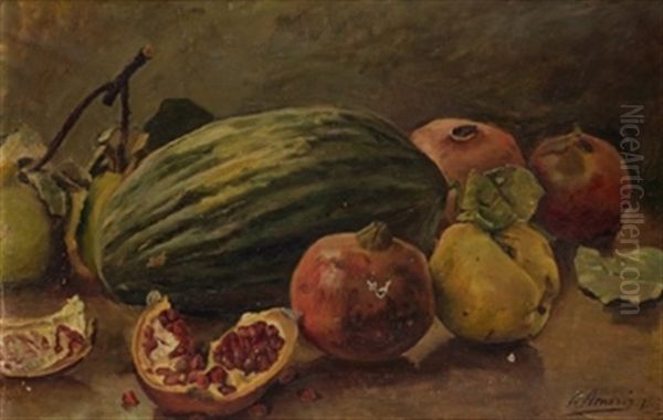 Bodegon Con Melon Y Granadas - view 1