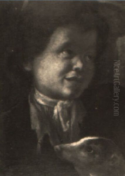Boy With Whippet - view 1