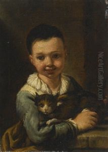 Portrait Of A Boy With Cat