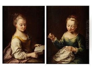 Portrait Zweier Frauen Beim Nahen Und Lesen (2 Works)