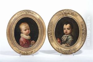 Bambino Con Veste Blu E Mela (+ Bambino Con Veste Rossa E Grappolo D'uva; Pair) thumbnail