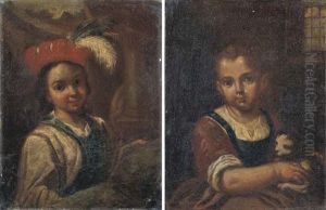 Bambina Con Cagnolino (+ Bambino Con Cappello Piumato; 2 Works) by Antonio Amorosi