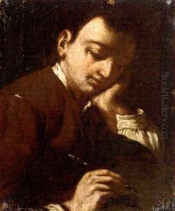 A Boy Writing (+ A Girl Sewing; Pair) by Antonio Amorosi