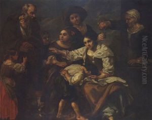 Ein Knabe Wird Veon Seiner Mutter Gezuchtigt