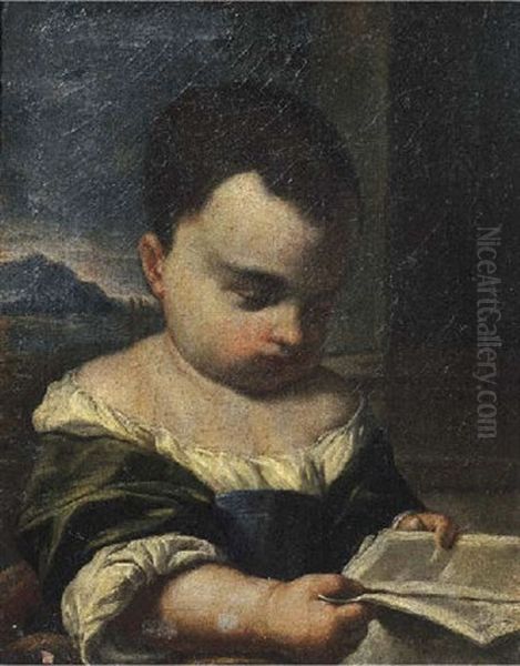 A Young Girl Reading A Book, A Landscape Beyond - view 1