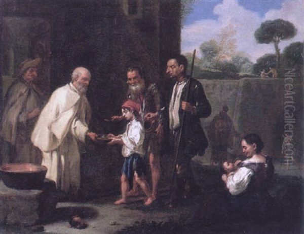 Beggars Receiving Alms From Friars - view 1