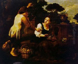 A Peasant Boy With A Girl Holding A Bird's Nest A Peasant Boy With A Girl Holding A Bird's Nest