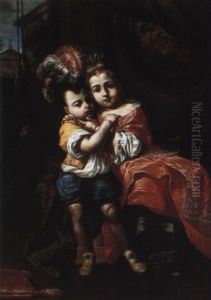 Boy And Girl Embracing In A Palatial Interior