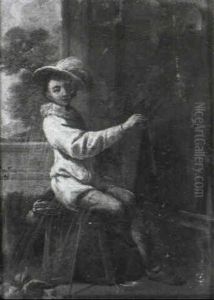 A Young Artist At His Easel