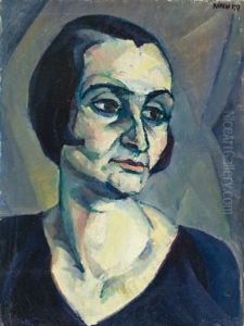 Expressionistisches Frauenbildnis (expressionist Portrait Of A Woman) by Robert Amrein