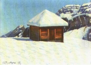 Speicher Auf Gerschnialp Im Winter by Wilhelm Amrhein
