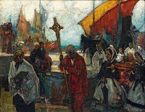 The Landing Of Da Gama And The Portuguese Explorers by John Henry Amshewitz