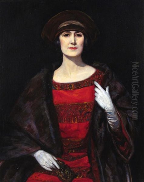 Portrait Of A Lady In A Fur Shawl, (possibly Mrs Amshewitz) - view 1