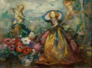 Fantasy Scene With Poppies And Cherubs