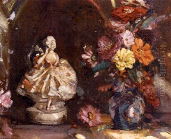 Still Life With Zinnias And A Figurine - view 1