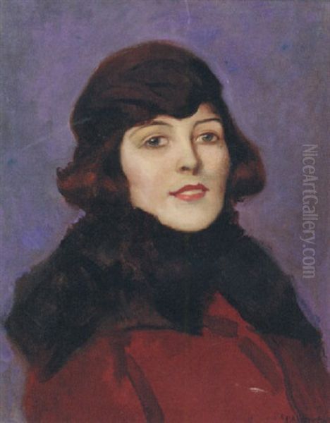 Portrait Of A Lady Wearing A Red Coat - view 1