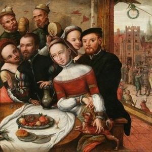 Scene De La Parabole De L'enfant Prodigue Avec Sur Le Second Plan Une Fete Villageoise by Jan van Amstel