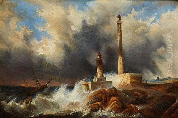 Marina In Tempesta Con Faro - view 1