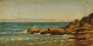 Rochers Et Mer Bleue De Douarnenez, Bretagne by Auguste Paul Charles Anastasi