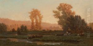 Vaches S'abreuvant by Auguste Paul Charles Anastasi