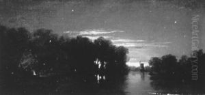Scene Nocturne Au Feu Et Au Moulin by Auguste Paul Charles Anastasi
