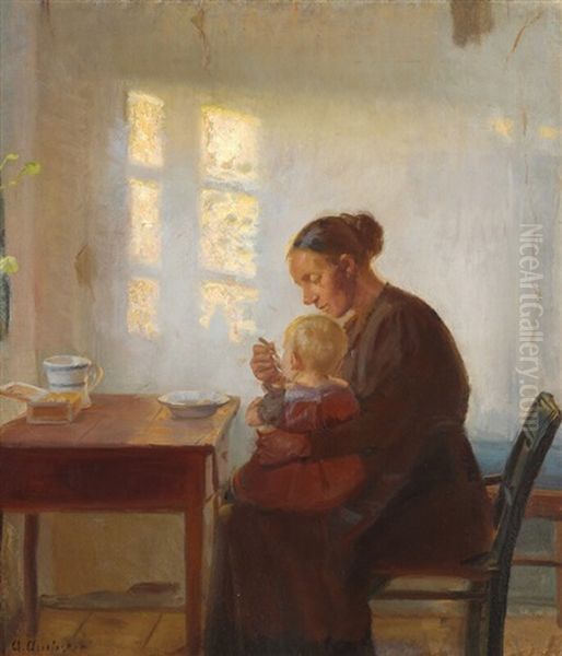 A Mother And Child In A Sunlit Room - view 1