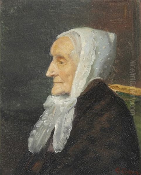 Portrait Of The Painter's Mother Ane Brondum Seen In Profile - view 1
