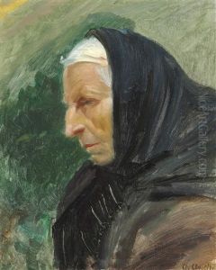 An Elderly Woman With A Black Scarf, Skagen by Anna Kirstine Ancher