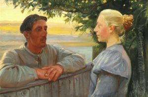 Meeting Across The Fence by Anna Kirstine Ancher