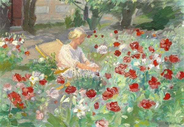 Young Girl Between Poppies - view 1