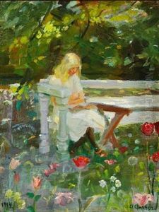 The Painter's Daughter Helga In The Garden On A Summer Day In Skagen by Anna Kirstine Ancher